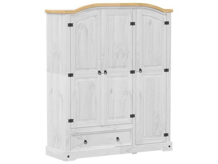 vidaXL Kleiderschrank Kleiderschrank Corona Weiß 151,5x52x186 cm Massivholz Kiefer (1-St), WeiÃ von vidaXL