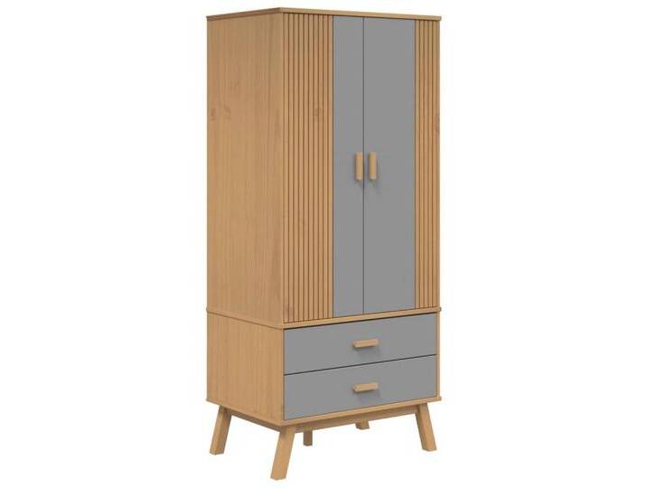 vidaXL Kleiderschrank Kleiderschrank OLDEN Grau Braun 76,5x53x172cm Massivholz Kiefer (1-St), braun grau, Grau und Braun von vidaXL