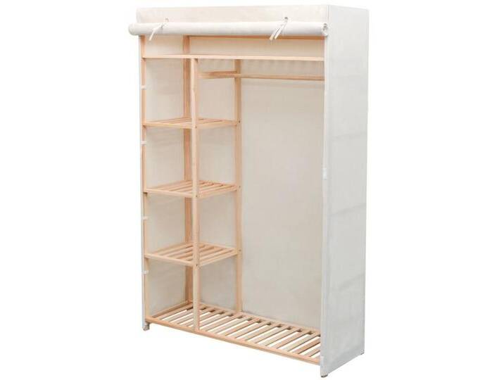 vidaXL Kleiderschrank Kleiderschrank Stoffschrank Kiefernholz 110 x 40 x 170 cm, weiß von vidaXL