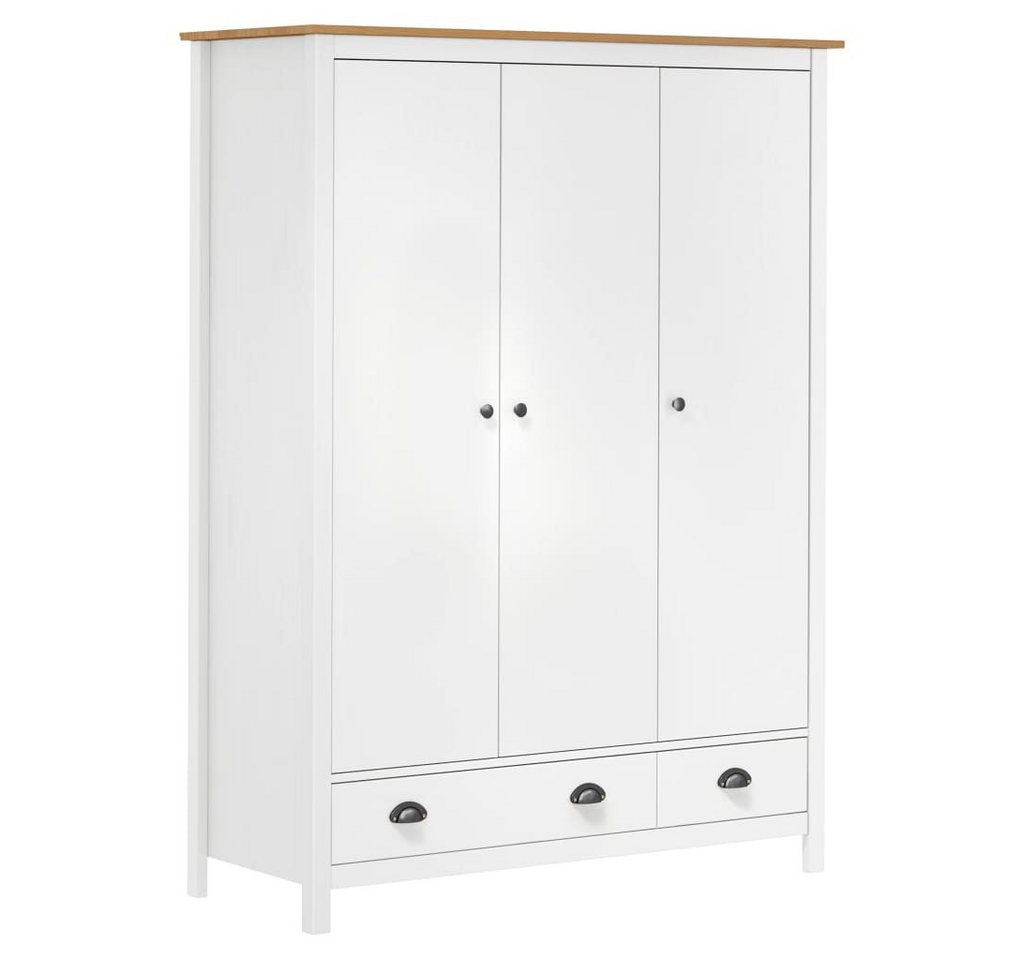 vidaXL Kleiderschrank Kleiderschrank mit 3 Türen Hill Weiß 127x50x170 cm Kiefernholz (1-St) von vidaXL