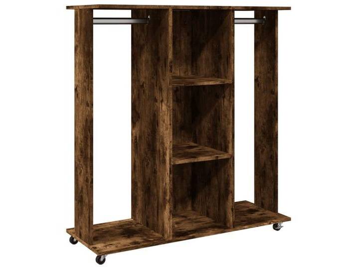vidaXL Kleiderschrank Kleiderständer mit Rollen Räuchereiche 102x38x110 cm, braun von vidaXL