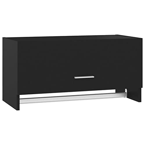 vidaXL Kleiderschrank Kleiderstange Wandgarderobe Schlafzimmer Hängeschrank Wandschrank Garderobenschrank Garderobe Schwarz 70x32,5x35cm Holzwerkstoff von vidaXL