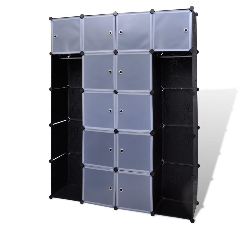 vidaXL Kleiderschrank Modularer Schrank mit 14 Fächern schwarz/weiß 37x146x180,5cm (1-St) von vidaXL