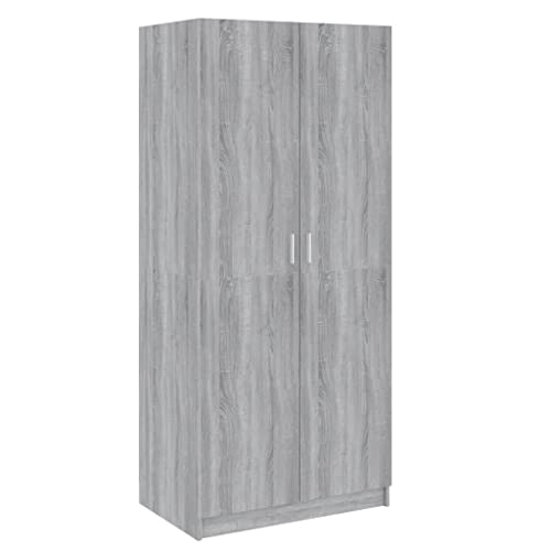 vidaXL Kleiderschrank Schrank Hochschrank Garderobenschrank Aufbewahrungsschrank Schlafzimmerschrank Grau Sonoma 80x52x180cm Holzwerkstoff von vidaXL