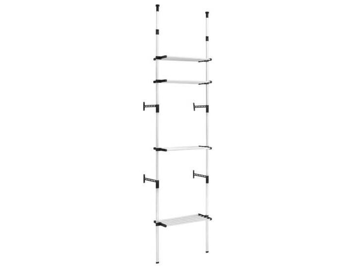 vidaXL Kleiderschrank Schranksystem Kleiderschrank Teleskop-Garderobe mit Regalen Aluminium, silberfarben von vidaXL