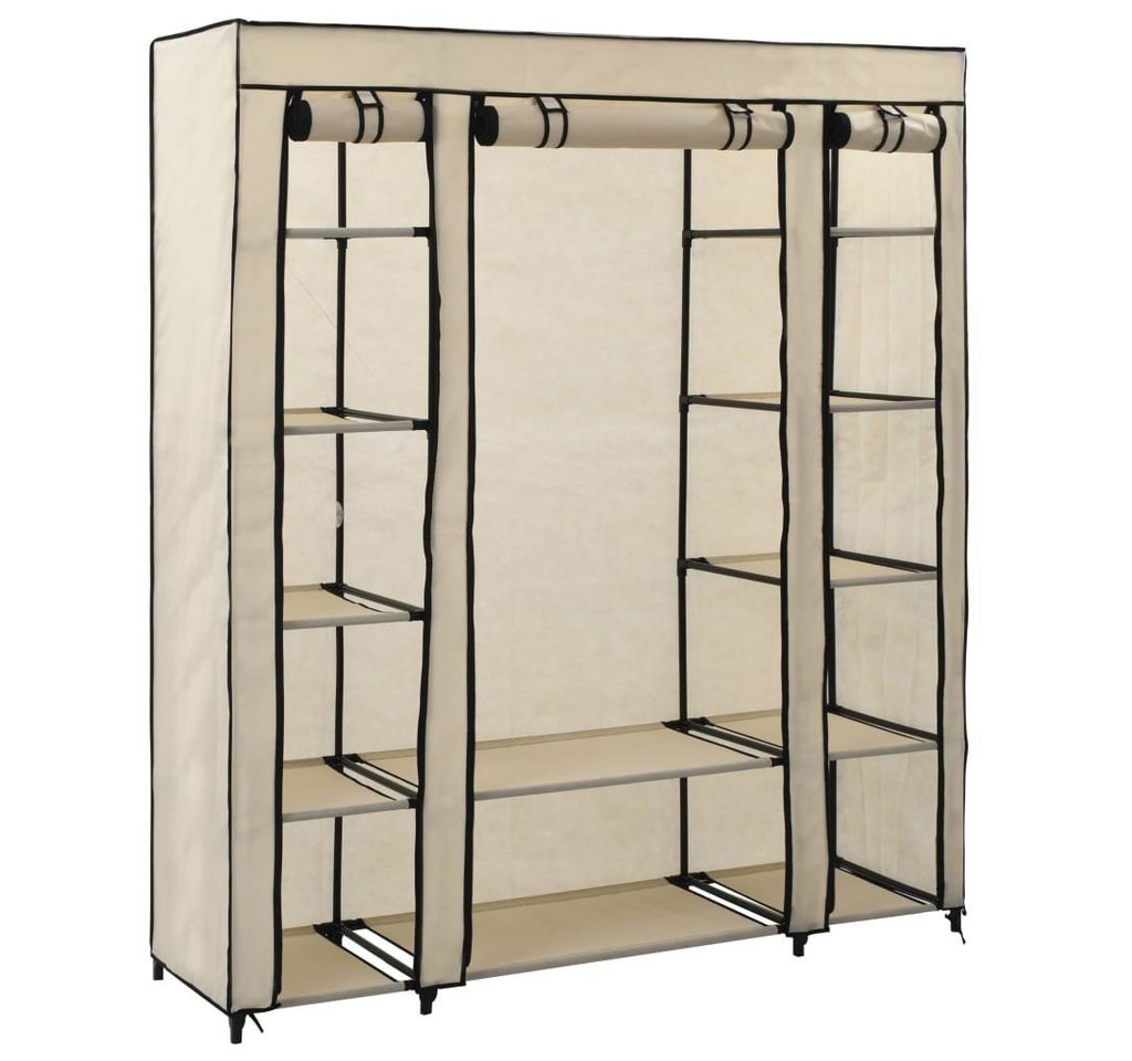 vidaXL Kleiderschrank Stoffschrank mit Fächern Kleiderstangen Creme 150x45x176cm (1-St) von vidaXL