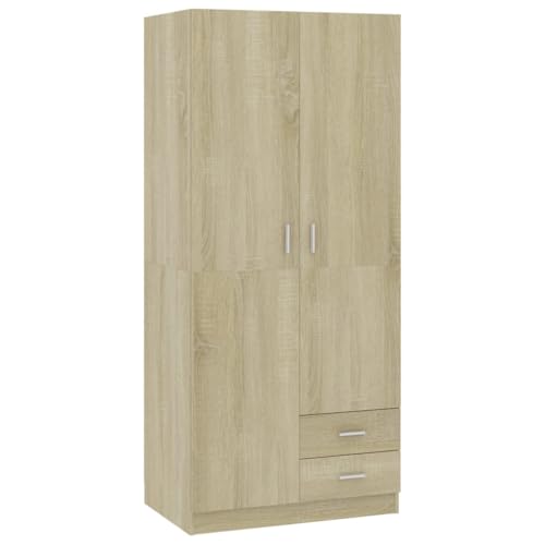vidaXL Kleiderschrank mit 2 Türen 2 Schubladen Garderobenschrank Garderobe Schrank Schlafzimmerschrank Sonoma-Eiche 80x52x180cm Holzwerkstoff vidaXL Kleiderschrank mit 2 Türen 2 Schubladen Garderobenschrank Garderobe Schrank Schlafzimmerschrank Sonoma-Eiche 80x52x180cm Holzwerkstoff von vidaXL