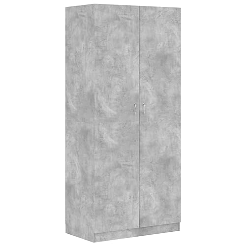 vidaXL Kleiderschrank mit 2 Türen Garderobenschrank Garderobe Schrank Schlafzimmerschrank Dielenschrank Betongrau 90x52x200cm Holzwerkstoff von vidaXL