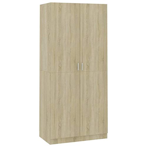 vidaXL Kleiderschrank mit 2 Türen Garderobenschrank Garderobe Schrank Schlafzimmerschrank Dielenschrank Sonoma-Eiche 90x52x200cm Holzwerkstoff von vidaXL