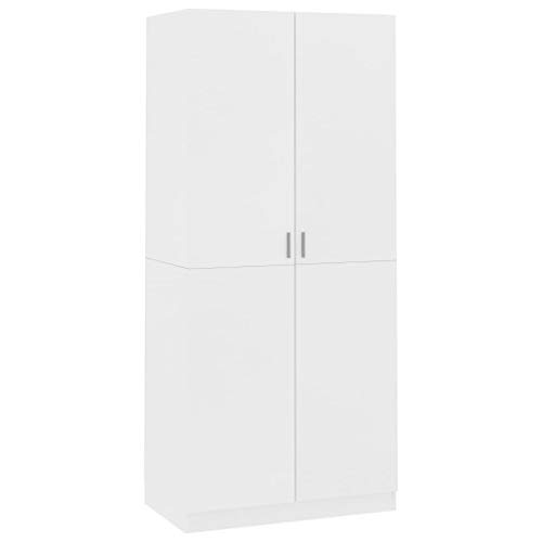 vidaXL Kleiderschrank mit 2 Türen Garderobenschrank Garderobe Schrank Schlafzimmerschrank Dielenschrank Weiß 90x52x200cm Holzwerkstoff von vidaXL