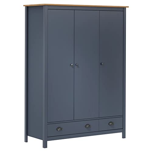 vidaXL Kleiderschrank mit 3 Türen Hill Grau 127x50x170 cm Kiefernholz von vidaXL