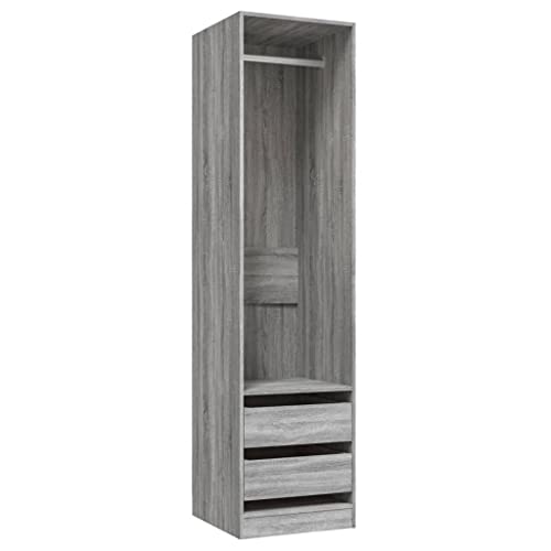 vidaXL Kleiderschrank mit Schubladen Garderobenschrank Schrank Hochschrank Aufbewahrungsschrank Schlafzimmerschrank Grau Sonoma 50x50x200cm von vidaXL