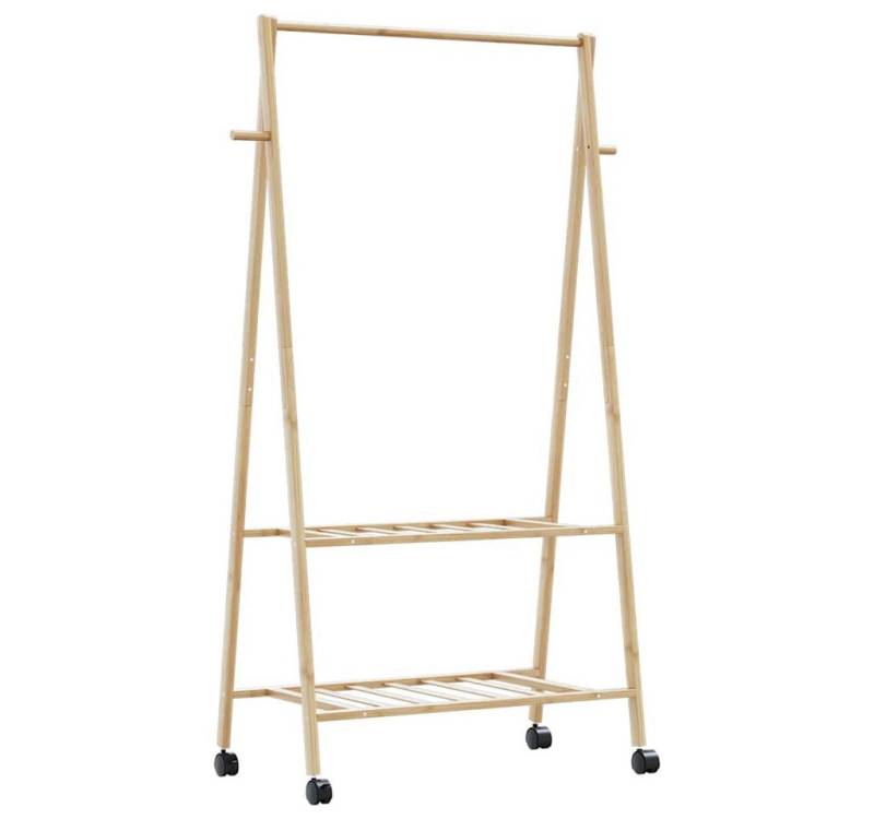 vidaXL Kleiderständer Kleiderständer mit Ablagen und Rollen 96x45,5x155,5 cm Bambus, (1 St) von vidaXL