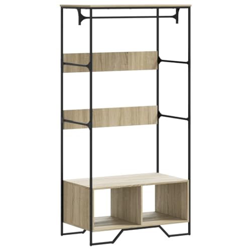 vidaXL Kleiderständer, Garderobenständer mit Stauraum Kleiderstange, Offener Kleiderschrank für Schlafzimmer, Garderobe, Modern, Sonoma-Eiche Holzwerkstoff von vidaXL