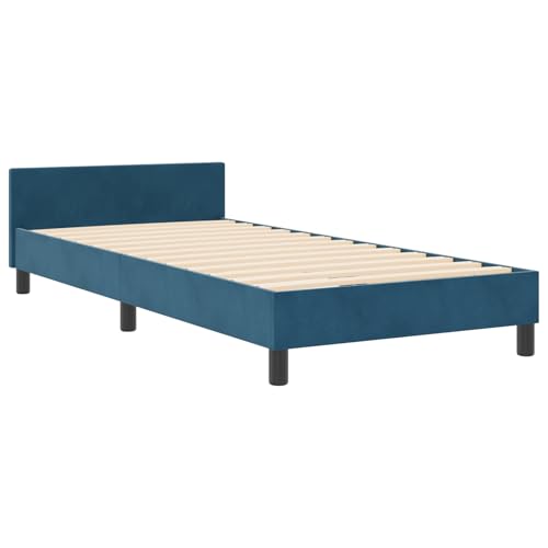 vidaXL Knopfgestepptes Samt-Bettgestell mit Holzunterstützung Dunkelblau | Kompakte Größe 80 x 200 cm Stilvolles modernes Design für Schlafzimmer Ideal für Erwachsene einfache Montage von vidaXL