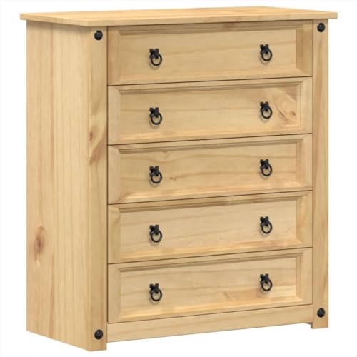 vidaXL Kommode, Schubladenschrank mit 5 Schubladen Metallgriffe, Sideboard für Wohnzimmer Schlafzimmer, Anrichte Beistellschrank, Massivholz Kiefer vidaXL Kommode, Schubladenschrank mit 5 Schubladen Metallgriffe, Sideboard für Wohnzimmer Schlafzimmer, Anrichte Beistellschrank, Massivholz Kiefer von vidaXL
