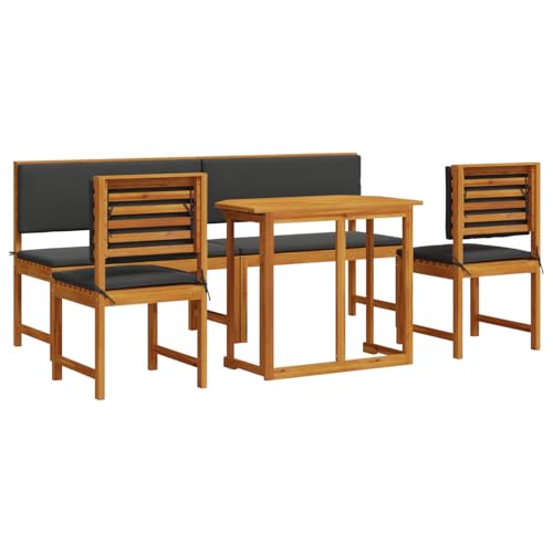 vidaXL Kompaktes Outdoor-ESS-Set für 4 | Klappbarer Akazienholz Tisch Rechteckig Balkon & Terrassenmöbel Rustikales Design Wetterfeste Oberfläche Kleine Zusammenkünfte Gartentische Holz von vidaXL