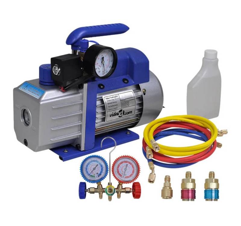 vidaXL Kompressor, Vakuumpumpe Einstufig mit 2-Wege-Verteiler-Manometer Set von vidaXL