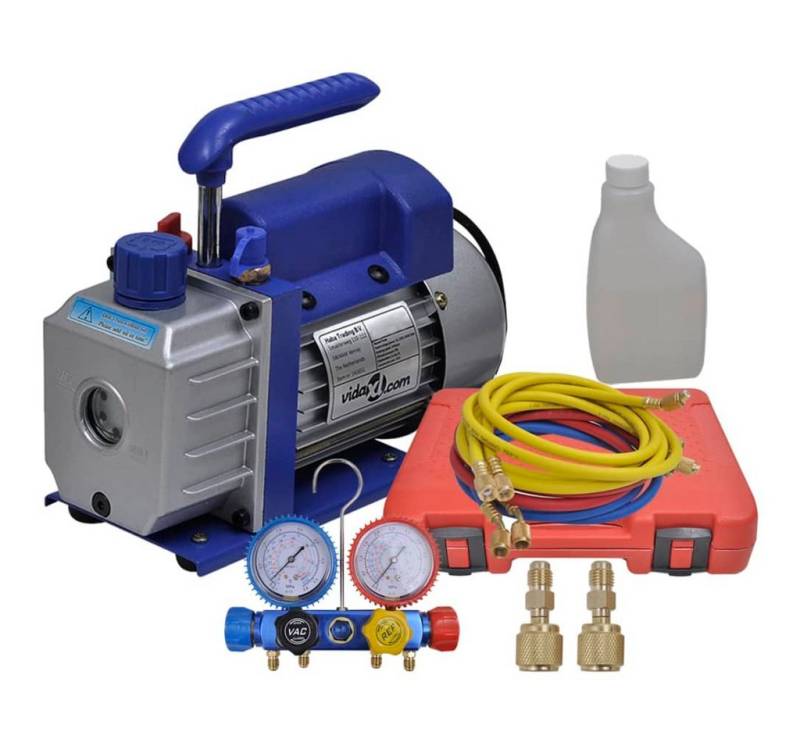 vidaXL Kompressor, Vakuumpumpe Einstufig mit 4-Wege-Verteiler-Manometer Set von vidaXL