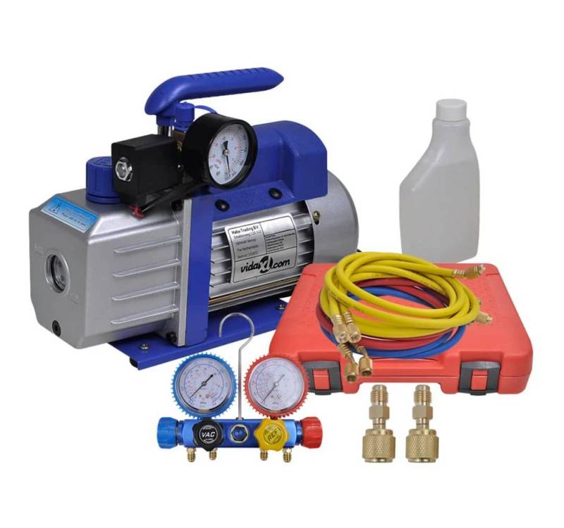vidaXL Kompressor Vakuumpumpe Einstufig mit 4-Wege-Verteiler-Manometer Set von vidaXL
