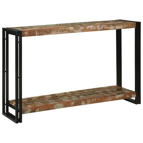 vidaXL Konsolentisch 120 x 33 x 75 cm, Mehrfarbig, aus Massivholz, Altholz, im Industriestil. Freistehendes Design mit robustem Metallrahmen. Perfekt für Flur und Wohnzimmer. von vidaXL