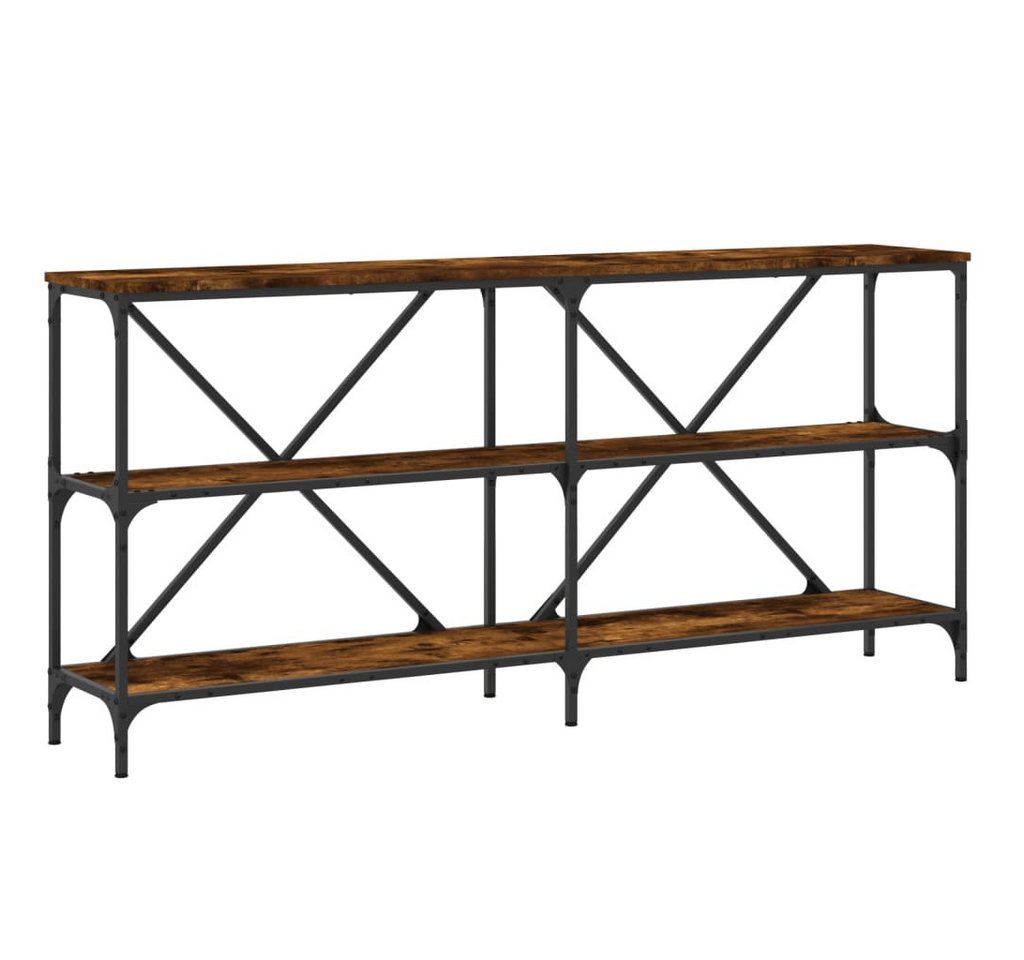 vidaXL Konsolentisch, Beistelltisch Räuchereiche 160x30x75 cm Holzwerkstoff und Eisen von vidaXL
