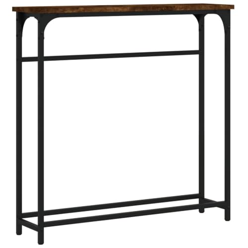 vidaXL Konsolentisch, Beistelltisch mit verstellbaren Beinen, Wohnzimmertisch Tisch mit Metallrahmen, Ablagetisch Flurtisch, Räuchereiche Holzwerkstoff vidaXL Konsolentisch, Beistelltisch mit verstellbaren Beinen, Wohnzimmertisch Tisch mit Metallrahmen, Ablagetisch Flurtisch, Räuchereiche Holzwerkstoff von vidaXL