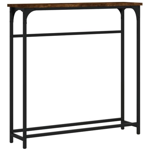 vidaXL Konsolentisch, Beistelltisch mit verstellbaren Beinen, Wohnzimmertisch Tisch mit Metallrahmen, Ablagetisch Flurtisch, Räuchereiche Holzwerkstoff von vidaXL