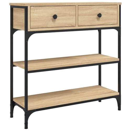 vidaXL Konsolentisch, Beistelltisch mit viel Stauraum, Wohnzimmertisch Tisch mit verstellbaren Beinen, Ablagetisch Flurtisch, Sonoma-Eiche Holzwerkstoff vidaXL Konsolentisch, Beistelltisch mit viel Stauraum, Wohnzimmertisch Tisch mit verstellbaren Beinen, Ablagetisch Flurtisch, Sonoma-Eiche Holzwerkstoff von vidaXL