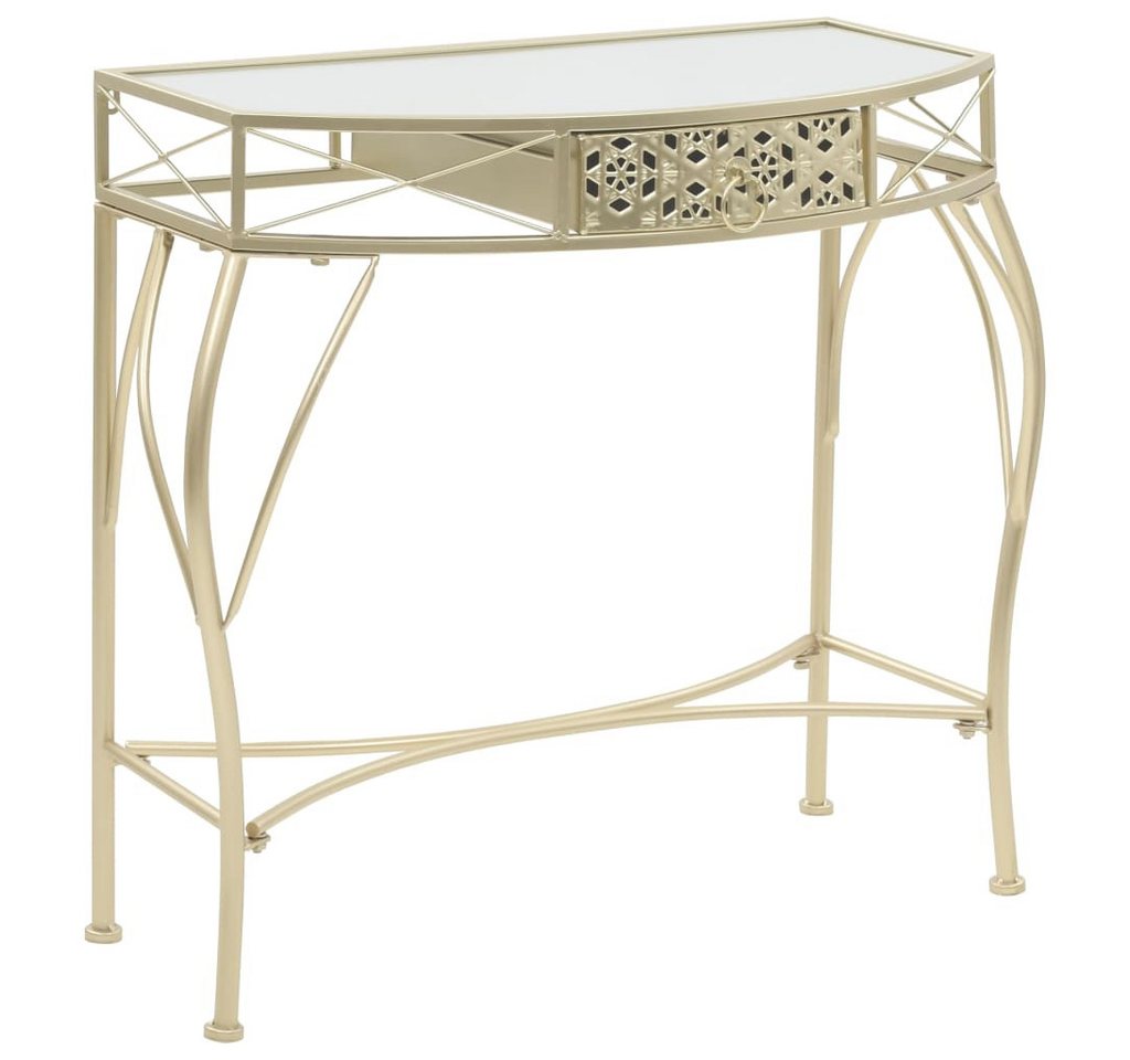vidaXL Konsolentisch Beistelltisch Französischer Stil Metall 82x39x76 cm Golden Glas Vitrin von vidaXL