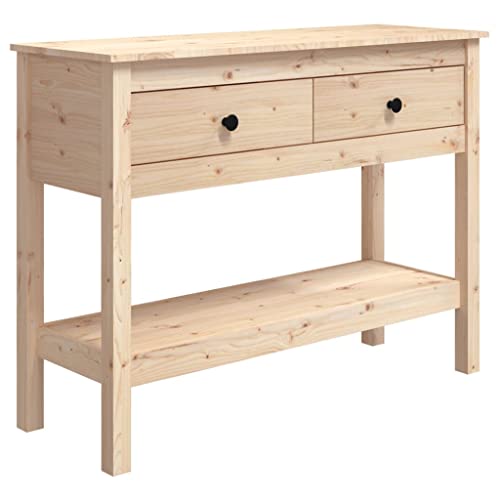 vidaXL Konsolentisch Konsole Beistelltisch Holztisch Flurtisch Ablagetisch Wohnzimmertisch Tisch mit Schublade Ablage 100x35x75cm Massivholz Kiefer von vidaXL