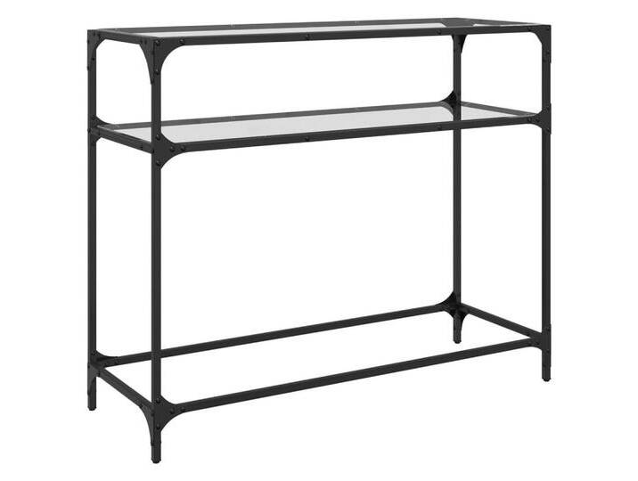 vidaXL Konsolentisch Konsolentisch mit Glasplatte Transparent 98x35x81 cm Stahl, weiß von vidaXL