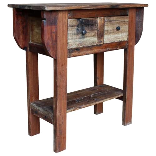 vidaXL Konsolentisch mit 2 Schubladen Handgefertigt Konsole Beistelltisch Sideboard Flurtisch Ablagetisch Frisiertisch Recyceltes Massivholz 80x35x80cm von vidaXL