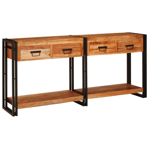 vidaXL Konsolentische im 2er Set mit Schubladen - Hergestellt aus massivem Akazienholz, braune Oberfläche. Ideal für deinen Eingangsbereich oder das Wohnzimmer. vidaXL Konsolentische im 2er Set mit Schubladen - Hergestellt aus massivem Akazienholz, braune Oberfläche. Ideal für deinen Eingangsbereich oder das Wohnzimmer. von vidaXL