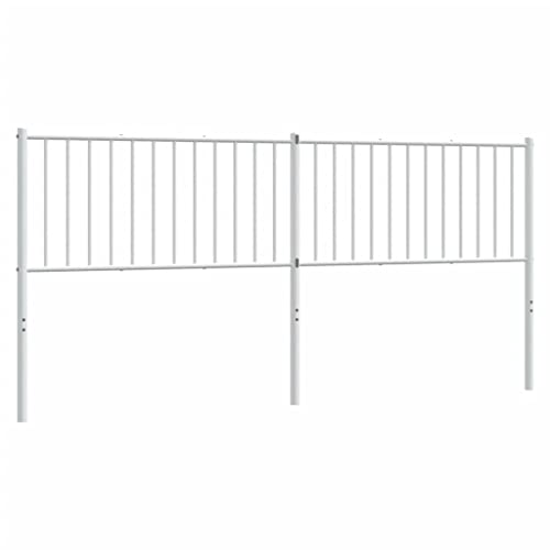 vidaXL Kopfteil, Bettkopfteil aus Stahl Metallkonstruktion, Betthaupt für Bett Metallbett Doppelbett, Bettzubehör Schlafzimmer, Metall Weiß 193cm von vidaXL