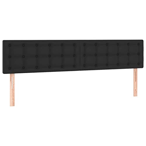 vidaXL Kopfteil 2 STK., Bettkopfteil mit Holzbeinen, Höhenverstellbar Polsterkopfteil für Bett, Betthaupt Bettzubehör Schlafzimmer, Schwarz 100x5x78/88cm Kunstleder von vidaXL