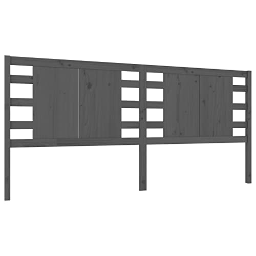 vidaXL Kopfteil Betthaupt Bettkopfteil für Bett Bettgestell Bettrahmen Holzbett Massivholzbett Schlafzimmer Grau 146x4x100cm Massivholz Kiefer von vidaXL