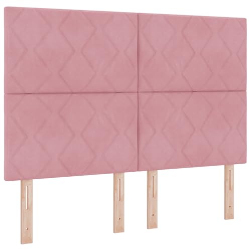 vidaXL Kopfteil Diamantblockdesign Rosa 140 cm Samt von vidaXL