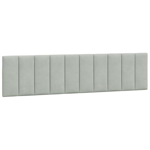 vidaXL Kopfteil Kissen Hanko, Kopfteilkissen mit Linien-Design, Bett Kopfkissen mit Klettverschlüssen auf Rückseite, Kopfteilpolster Kopfpolster, Hellgrau 200cm Samt von vidaXL