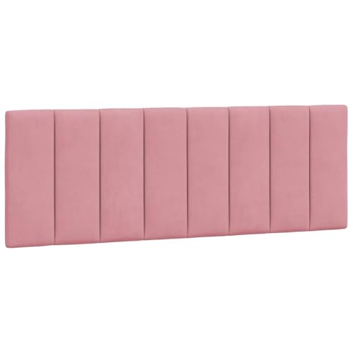 vidaXL Kopfteil Kissen Hanko, Kopfteilkissen mit Linien-Design, Bett Kopfkissen mit Klettverschlüssen auf Rückseite, Kopfteilpolster Kopfpolster, Rosa 140cm Samt von vidaXL