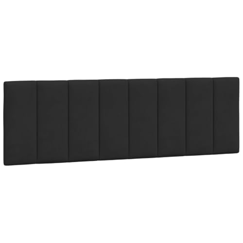 vidaXL Kopfteil Kissen Hanko, Kopfteilkissen mit Linien-Design, Bett Kopfkissen mit Klettverschlüssen auf Rückseite, Kopfteilpolster Kopfpolster, Schwarz 160cm Samt von vidaXL