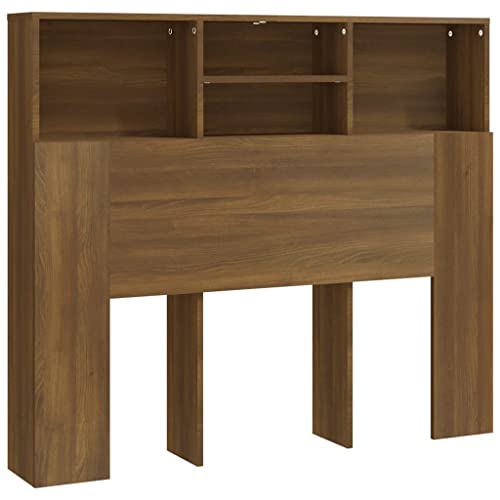 vidaXL Kopfteil mit Ablagen Kopfteil-Regal Wand-Kopfteil Bücherregal-Kopfteil Betthaupt Bettkopfteil Schlafzimmer Braun Eichen-Optik 120x19x103,5cm von vidaXL