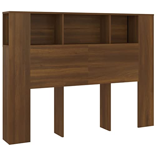 vidaXL Kopfteil mit Ablagen Kopfteil-Regal Wand-Kopfteil Bücherregal-Kopfteil Betthaupt Bettkopfteil Schlafzimmer Braun Eichen-Optik 140x18,5x104,5cm von vidaXL