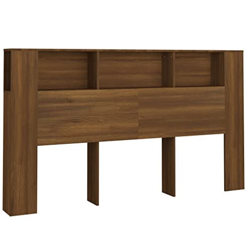 vidaXL Kopfteil mit Ablagen Kopfteil-Regal Wand-Kopfteil Bücherregal-Kopfteil Betthaupt Bettkopfteil Schlafzimmer Braun Eichen-Optik 180x18,5x104,5cm von vidaXL