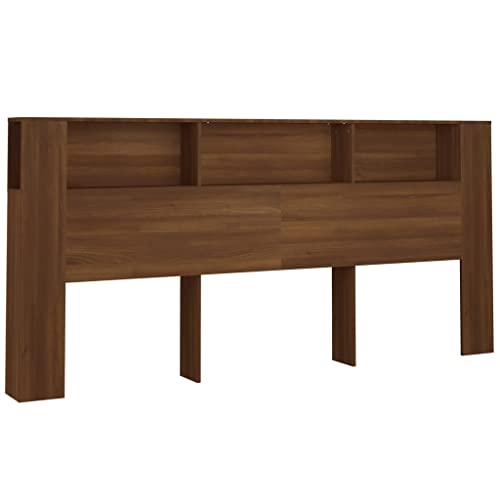 vidaXL Kopfteil mit Ablagen Kopfteil-Regal Wand-Kopfteil Bücherregal-Kopfteil Betthaupt Bettkopfteil Schlafzimmer Braun Eichen-Optik 220x18,5x104,5cm von vidaXL