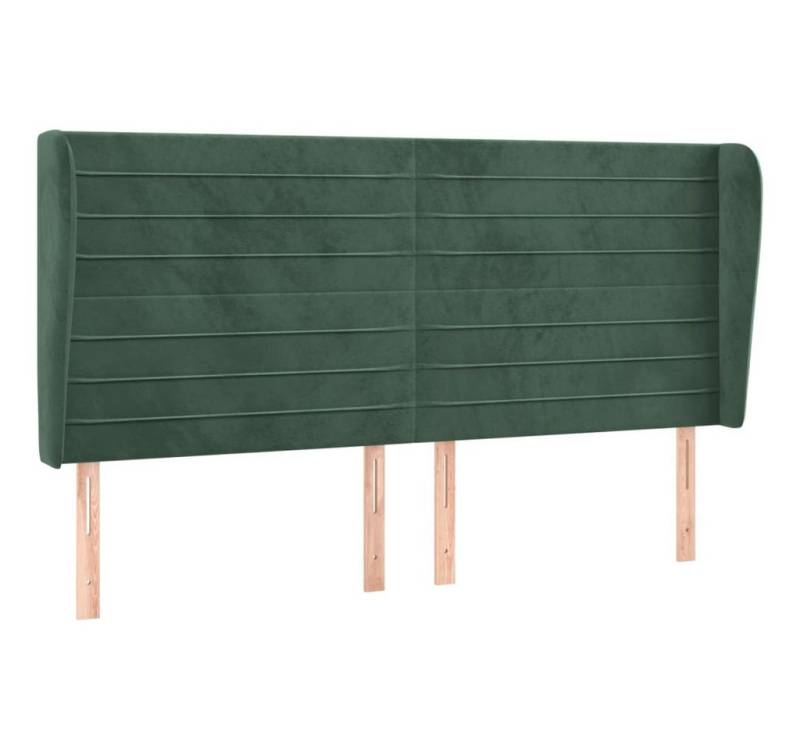 vidaXL Kopfteil, Bett Kopfteil mit Ohren Dunkelgrün 163x23x118/128 cm Samt von vidaXL
