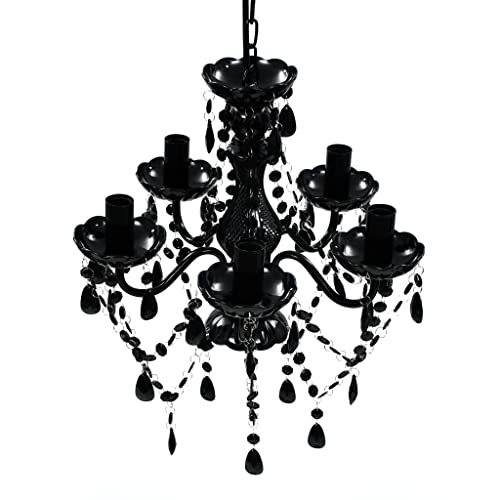 vidaXL Kristall Kronleuchter 5 Flammig Schwarz Lüster Deckenlampe Hängelampe von vidaXL