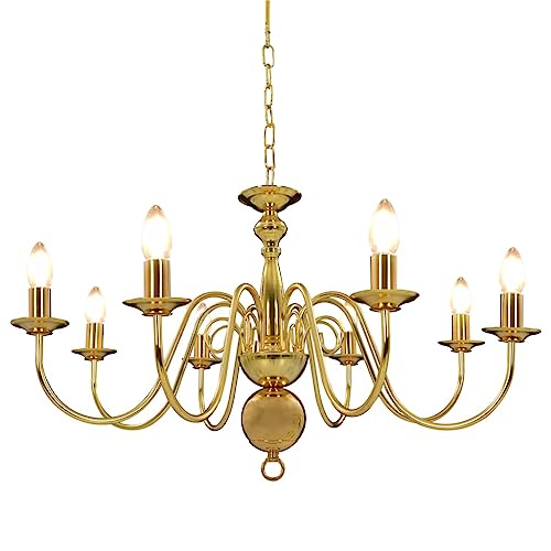 vidaXL Kronleuchter Hängeleuchte Hängelampe Pendelleuchte Pendellampe Deckenlampe Lüster Deckenleuchte Lampe Leuchte Wohnzimmer Golden 8xE14-Fassungen von vidaXL