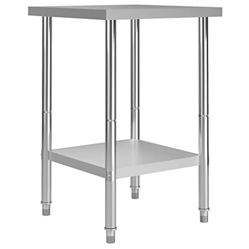 vidaXL Küche Arbeitstisch Verstellbare Füße Gastronomie Gastro Edelstahltisch Küchentisch Zerlegetisch Tisch 60x60x85cm Edelstahl Silbern von vidaXL