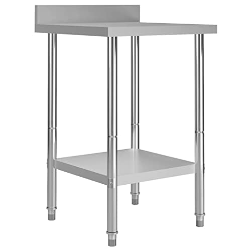 vidaXL Küche Arbeitstisch mit Aufkantung Verstellbare Füße Gastronomie Gastro Edelstahltisch Küchentisch Zerlegetisch Tisch 60x60x93cm Edelstahl von vidaXL